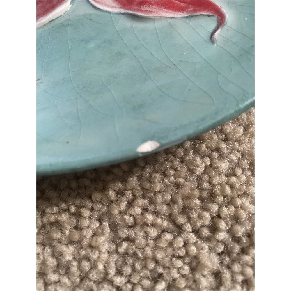 Ceramic Poinsettia Plate, Hand Painted 10